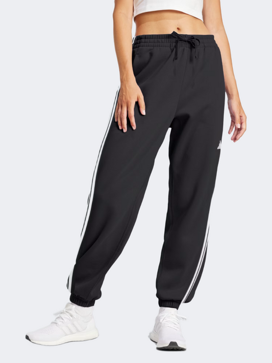 Adidas Essentials 3 Stripes French Terry Cuffed Women Sportswear Pant Black/White
