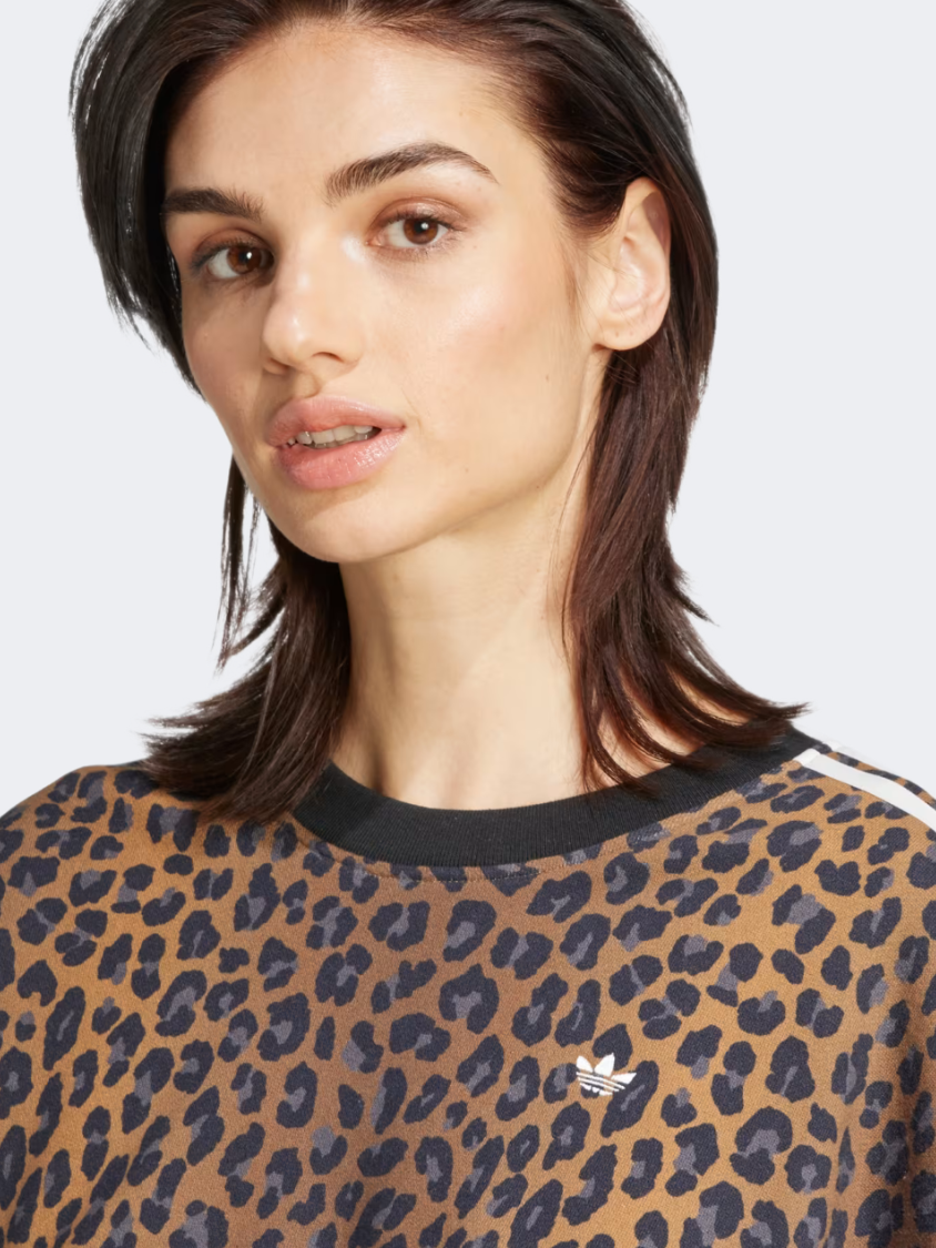 Adidas Leopard Crewneck Women Original Sweatshirt Multicolor