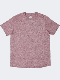 تيشيرت New Balance Core Heathered رجالي للأداء الرياضي بلون بورغندي مغسول
