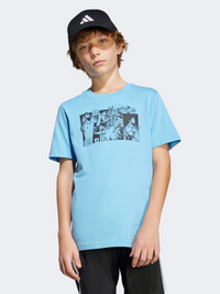 Adidas Messi Icon Graphic Little-Boys Football T-Shirt Blue