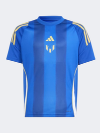 Adidas بيتش 2 ستريت ميسي تيشيرت كرة القدم للجنسين للأطفال لوسيد أزرق/فيكتوري