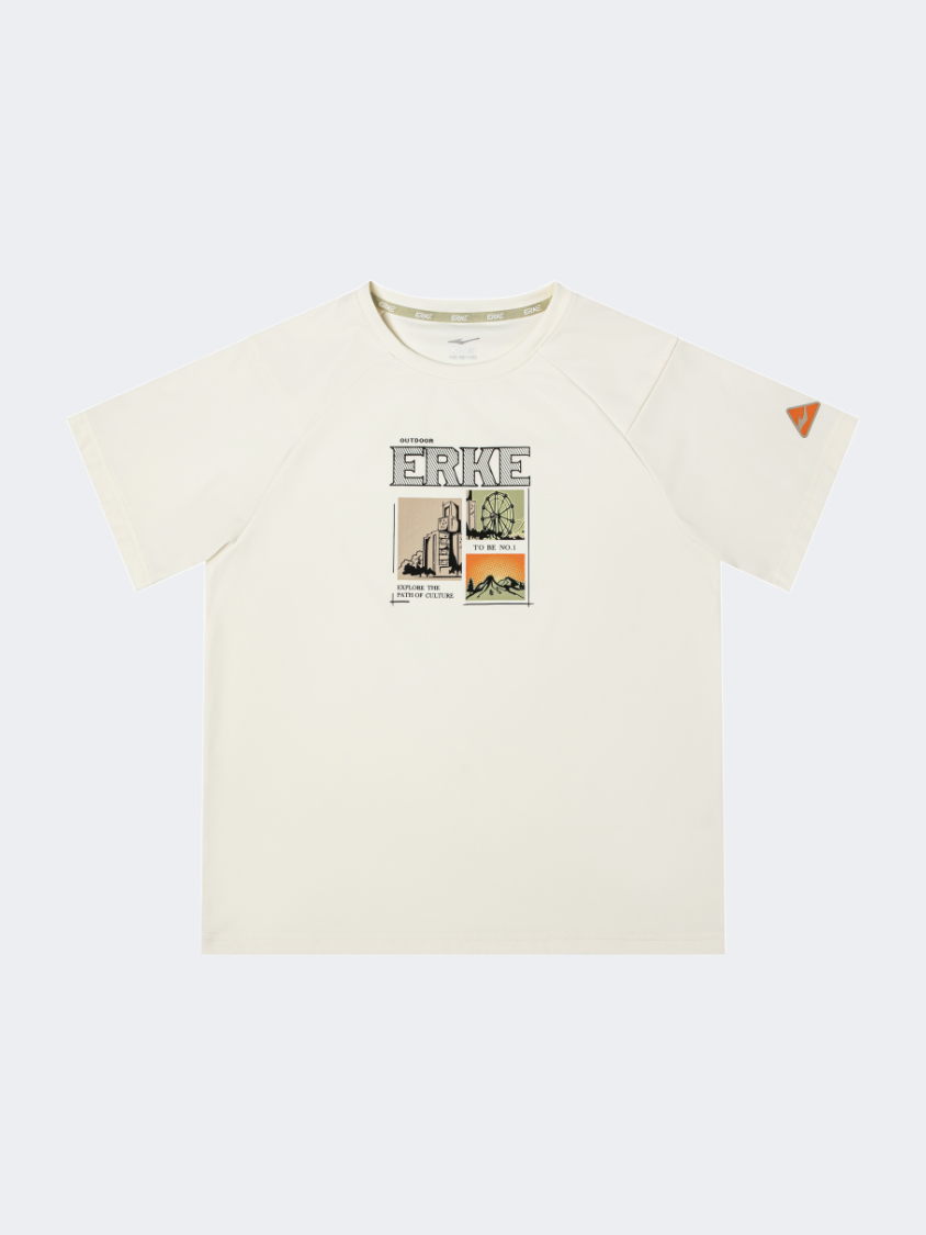 تي شيرت Lifestyle للأولاد من Erke للأطفال بلون أبيض جليدي