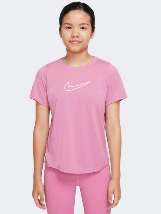 Nike Df One Fitted Girls Training T-Shirt Flamingo/White
