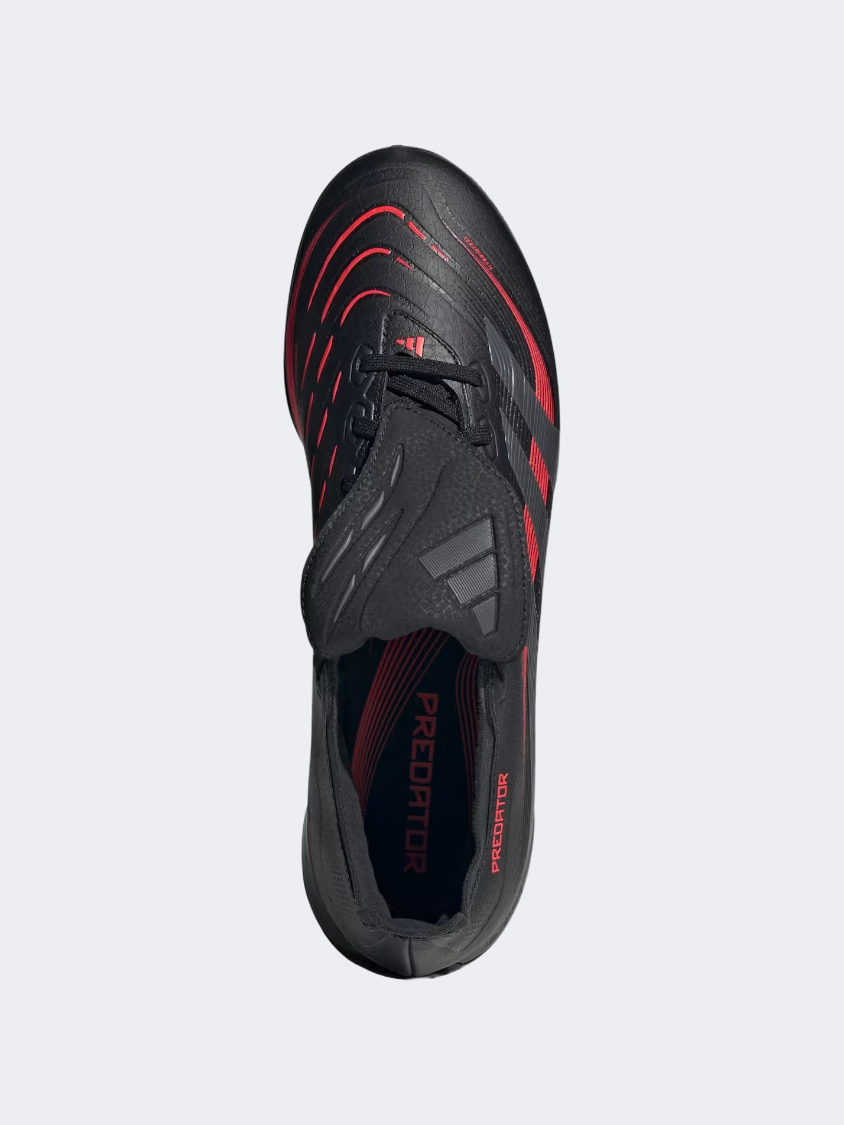 حذاء كرة القدم للرجال Adidas Predator League بلسان قابل للطي أسود/رمادي/أحمر