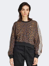 سويت شيرت نسائي Original من Adidas Leopard Crewneck متعدد الألوان