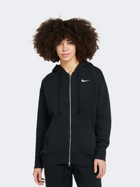 هودي نسائي من نايك للملابس الرياضية من الفليس فينيكس أسود/أبيض عاجي