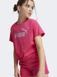 Puma Essential Plus Logo Knotted تيشيرت نمط حياة بنات غارنيت روز
