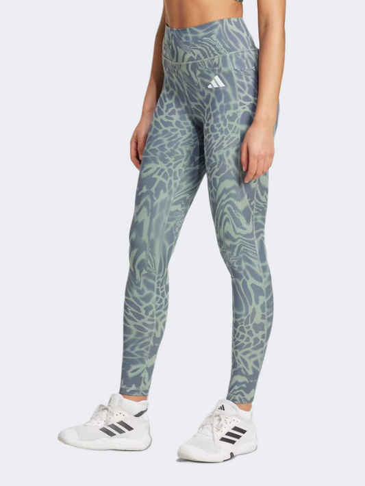Adidas Optime Essentials Stash Pocket Full Length Women Training Tight Silver Green