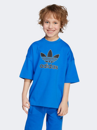 تيشيرت للأولاد الصغار Adidas Trefoil Originals أزرق