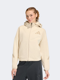 هودي رياضي نسائي بسحاب كامل من Adidas Z.N.E. بلون كريستال لينن