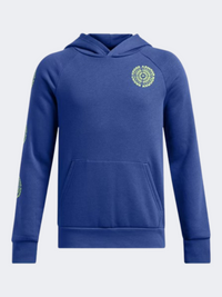 Under Armour رايفال فليس سبايرال لوجو هودي تدريب أولاد أزرق/مورف أخضر