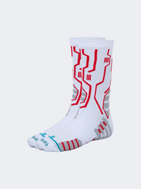 Oil & Gaz Comfortable Unisex Basketball Crew Socks White/Red