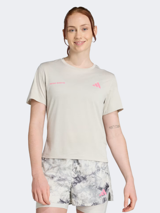 Adidas Own The Run Melange  Women Running T-Shirt Orbit Grey Mel