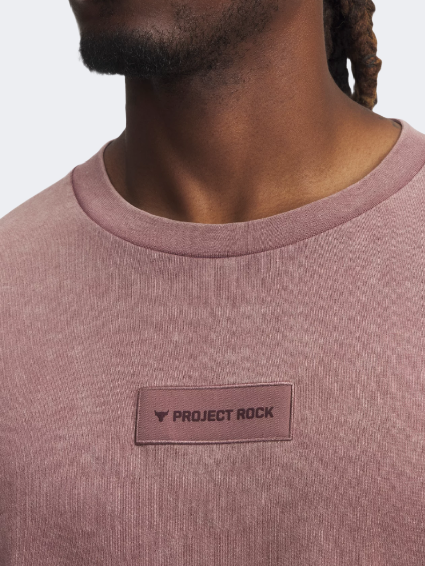 Under Armour Project Rock Heavyweight Men Training T-Shirt Maroon Mist