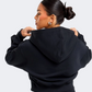 هودي نسائي قصير من Nike Sportswear Phoenix Fleece أسود/أبيض كريمي للرياضة ونمط الحياة