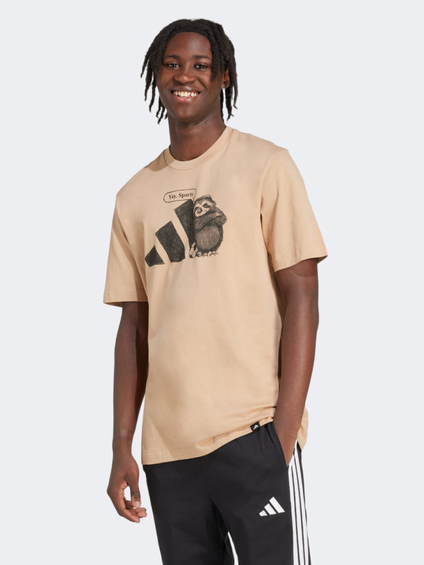 Adidas Yay Sports Graphic Men Sportswear T-Shirt Warm Sandstone