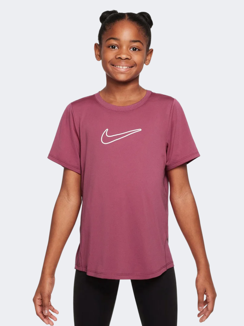 Nike Df One Standard Girls Training T-Shirt Sweet Beet/White