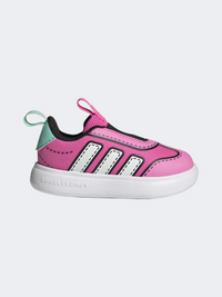 حذاء رياضي للبنات الصغيرات بدون أربطة من Adidas Bubblecomic وردي/أبيض/أكوا