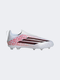 حذاء كرة القدم للأطفال Adidas F50 League Lamine Yamal بدون أربطة للأرضية الصلبة/العشب الصناعي أبيض/أسود/أحمر
