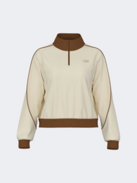 New Balance Sport Legacy Pique 1/4 Zip Women Lifestyle Hoody Angora