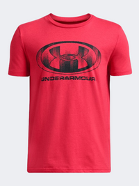 Under Armour تيشيرت تدريب للأولاد غليتش لوكرتاج أحمر لافا/أسود