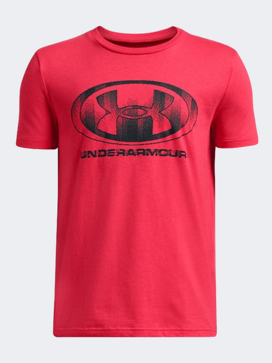 Under Armour Glitch Lockertag Boys Training T-Shirt Lava Red/Black