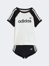 طقم Originals من Adidas سبريتر للبنات الصغيرات أبيض/أسود