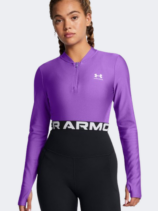 Under Armour Heatgear Rib Women Training Long Sleeve Lavish/White