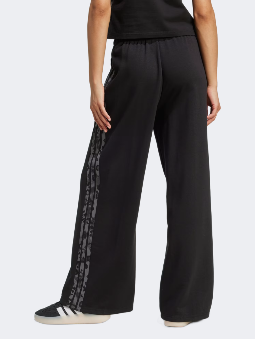 Adidas Animal Print 3 Stripes Open Hem Women Sportswear Pant Black/Multicolor