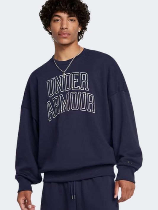 Under Armour Icon Heavyweight Terry Oversized Men Lifestyle Sweatshirt Navy/Summit White