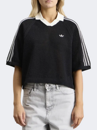 Adidas Women Knitted Crochet Polo Black