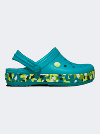 صندل Crocs Crocband Glow Confetti Band للأطفال للحياة اليومية بلون تيربو تيل/متعدد الألوان