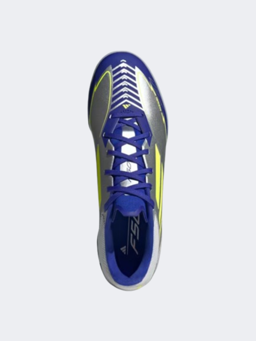 حذاء كرة القدم للرجال Adidas F50 League Tf Messi فضي/أصفر/أزرق