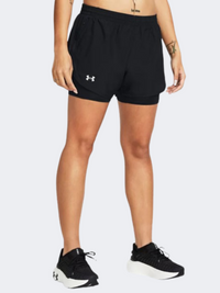 شورت جري نسائي Under Armour Fly 2 In 1 أسود/عاكس