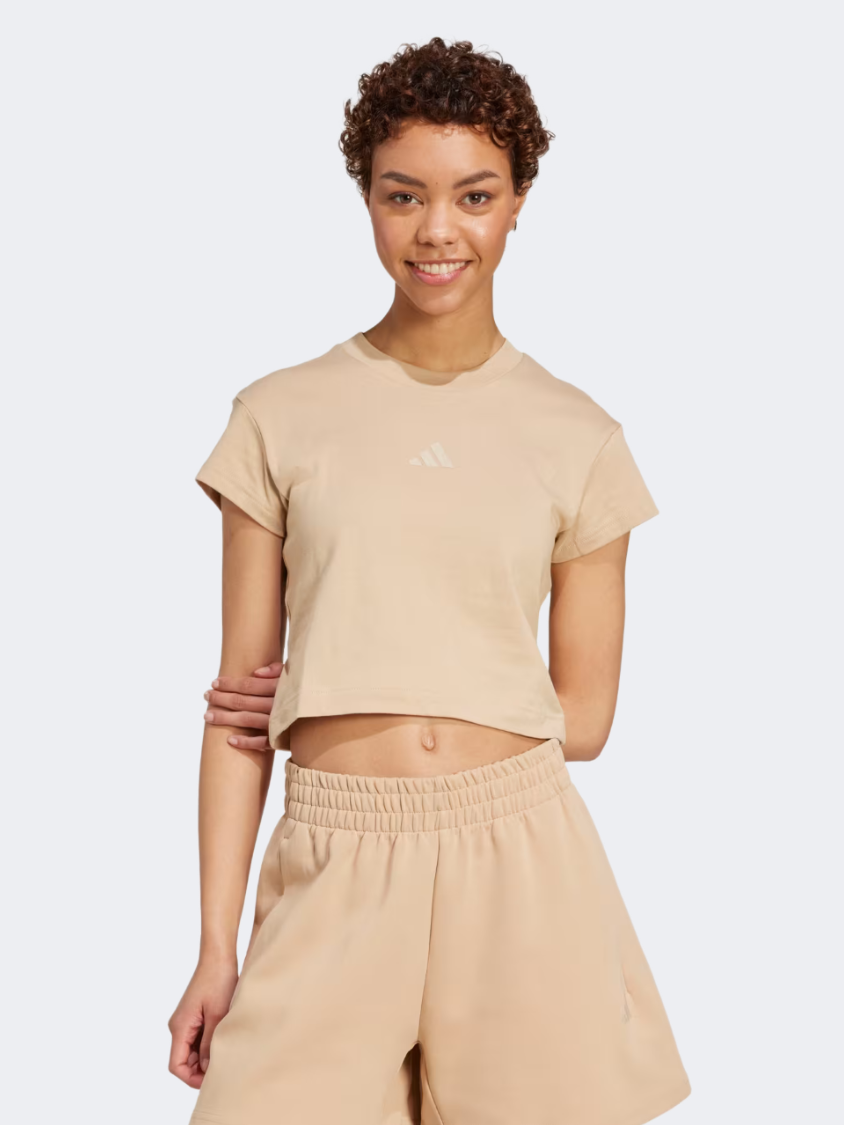 Adidas Future Icons Small Logo Baby Women Sportswear T-Shirt Warm Sandstone