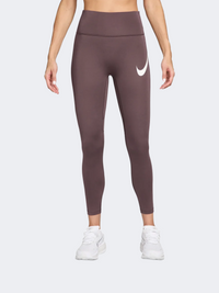 بنطال ضيق جري نسائي Nike Tempo Swoosh Run Df عالي الخصر 7/8 لون تاتو/فضي/أبيض