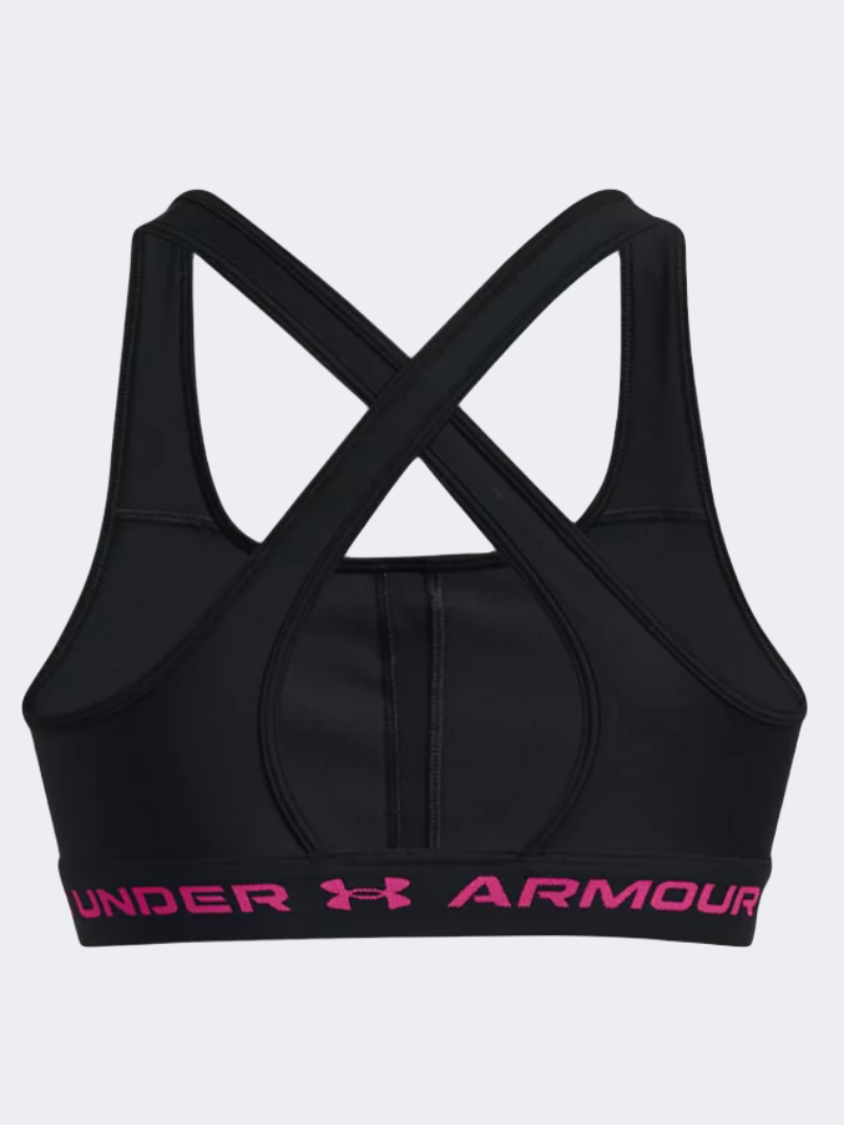 حمالة صدر تدريب نسائية Under Armour Crossback باللون الأسود/آسترو بينك