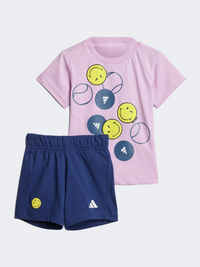طقم ملابس رياضية للبنات من Adidas X Smileyworld بلون بنفسجي/أزرق