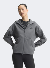 هودي رياضي نسائي بسحاب كامل من Adidas Z.N.E. باللون الرمادي فايف