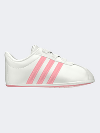Adidas Vl Court 2.0 Crib حذاء اسبادرين بناتي للحياة اليومية أبيض ووردي F36603