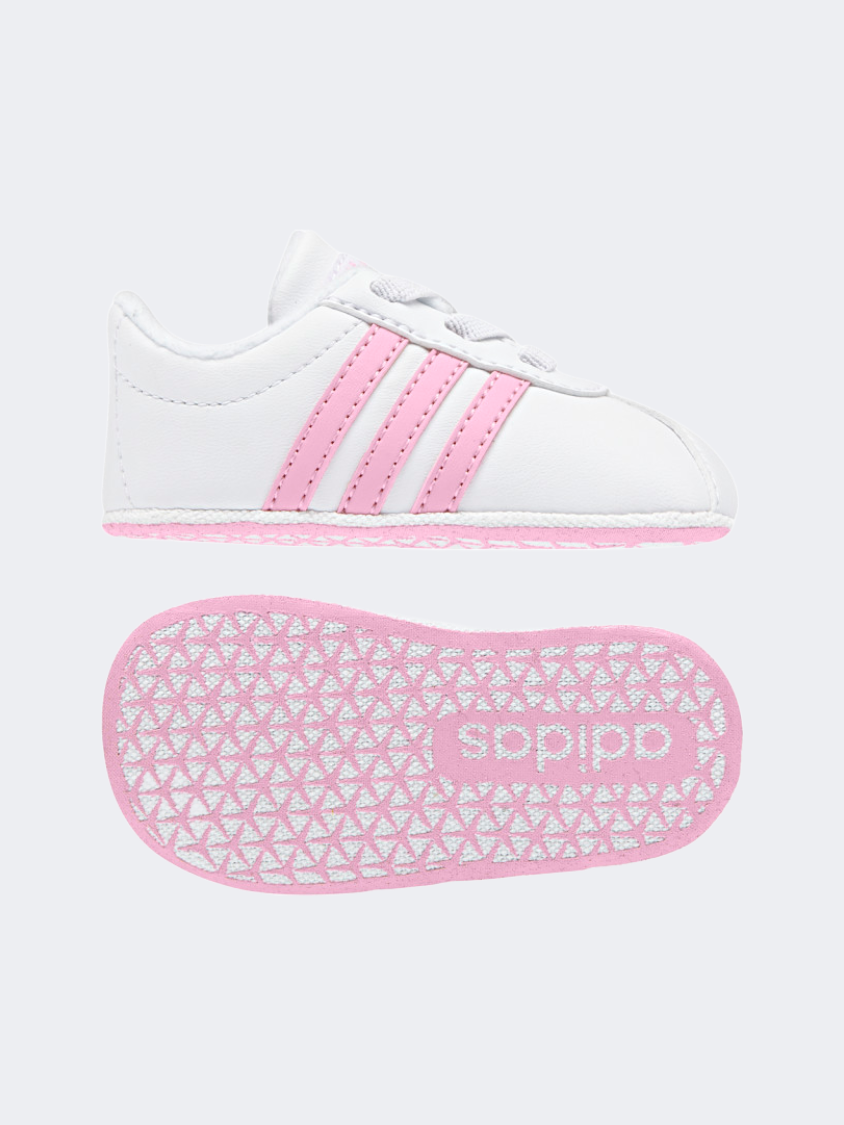 Adidas Vl Court 2.0 Crib Crib-Girls Lifestyle Espadrilles White And Pink F36603