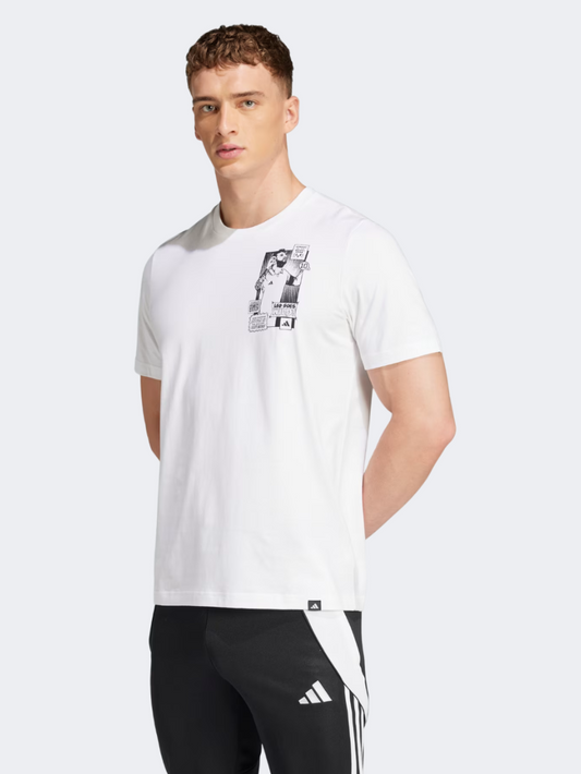 Adidas Messi Icon Graphic Men Football T-Shirt White