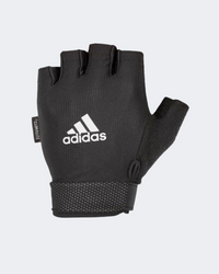 قفازات لياقة بدنية أساسية قابلة للتعديل مقاس XL للجنسين من Adidas Accessories باللونين الأسود والأبيض