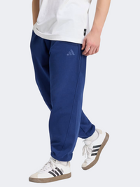 بنطال رياضي رجالي من Adidas كِت بشعار صغير وأساور عادية - أزرق داكن