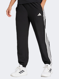 بنطال تدريب نسائي من Adidas Train Essentials 3-Stripes منسوج باللونين الأسود والأبيض