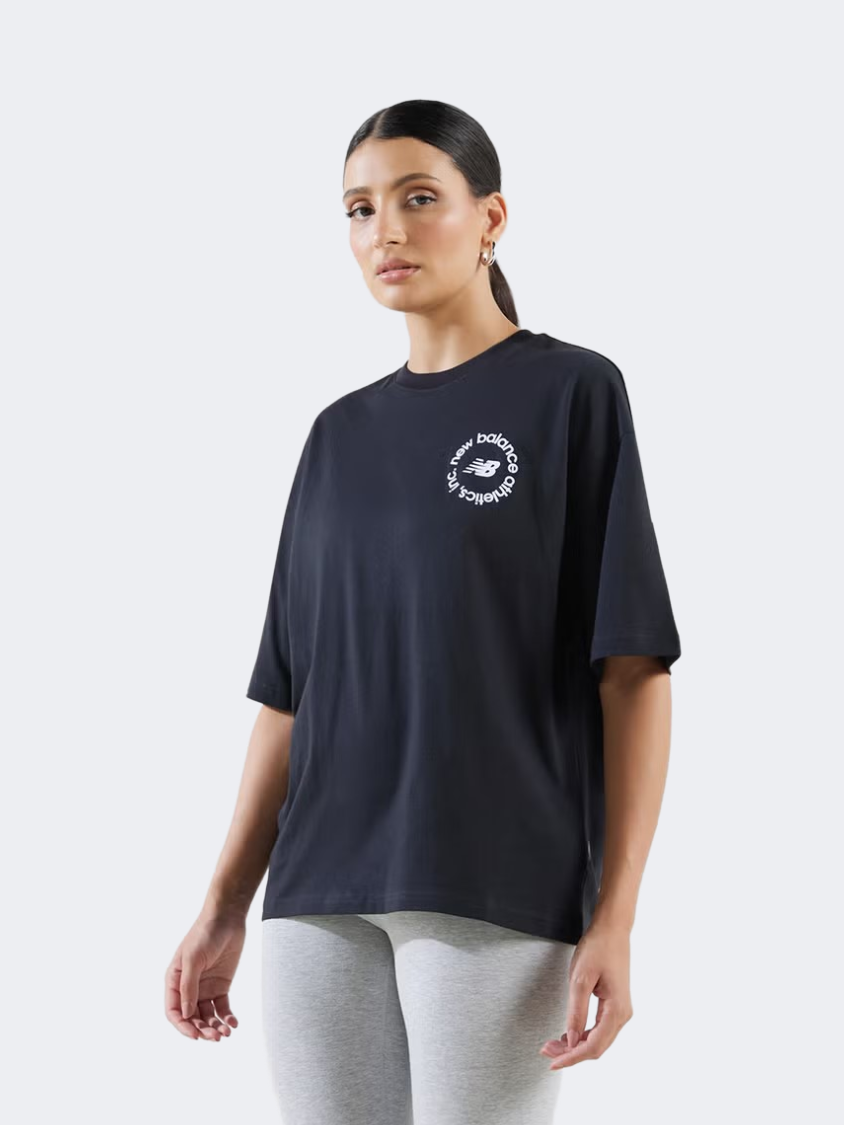 New Balance Sport Jersey Oversized Women Lifestyle T-Shirt Black