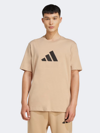 تيشيرت رياضي رجالي من Adidas Future Icons 3 Bar Logo بلون رملي دافئ