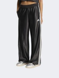 بنطال رياضي بنات واسع Adidas Seasonals Glam أسود/فضي معدني