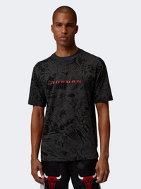 تيشيرت رجالي لكرة السلة Nike Jordan Brooklyn Graphic Crew أسود/يونيفيرسيتي ريد