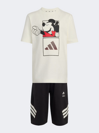 طقم ملابس رياضية للأولاد الصغار Adidas Disney ميكي ماوس أبيض مائل/أسود